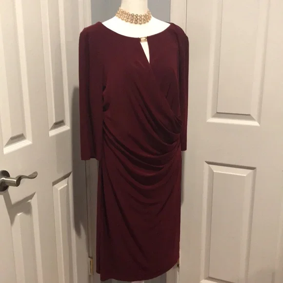 Ralph Lauren | Dresses | Burgundy Ralph Lauren Dress With Keyhole Neckline  | Poshmark